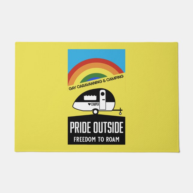Gay caravan camping doormat (Front)