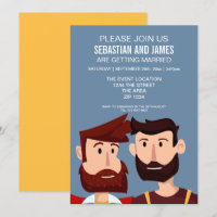 Gay Cartoon Grooms With Beards Wedding Themed