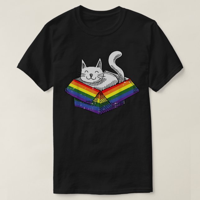 Gay Cat Pride Rainbow Cute Kitten Kitty Proud LGBT T-Shirt (Design Front)