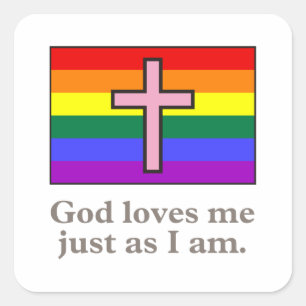 Gay Christian flag slogan Square Sticker