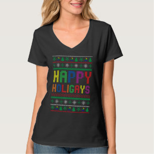 Gay Christmas Funny LGBT Happy Holigays Rainbow Pa T-Shirt