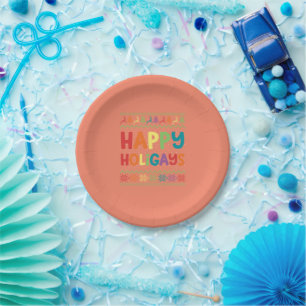 Gay Christmas Funny LGBT Happy Holigays Rainbow Paper Plate