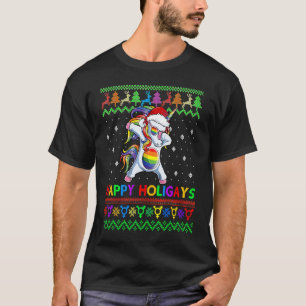 Gay Christmas Sweater Happy Holigays Rainbow Dabbi