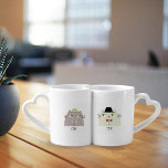Gay Couple Coffee Mug Set<br><div class="desc">Fun,  modern retro,  unique,  Mr and Mr mug set for gay love couple,  with hearts and custom names at the back.</div>