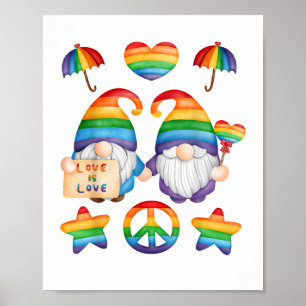 Gay Couple Gnomes Pride, Mr & Mr Gay Wedding, His Poster