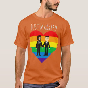 Gay Couple Just Married Rainbow LGBT Wedding Gift T-Shirt