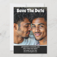 Gay couple photo save the date wedding