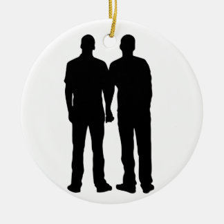 Gay Couple Silhouette Ceramic Tree Decoration