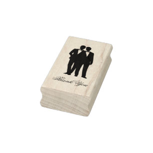 Gay Couple Tuxedo Bow Tie Grooms Rubber Stamp