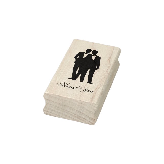 Gay Couple Tuxedo Bow Tie Grooms Rubber Stamp (Stamp)