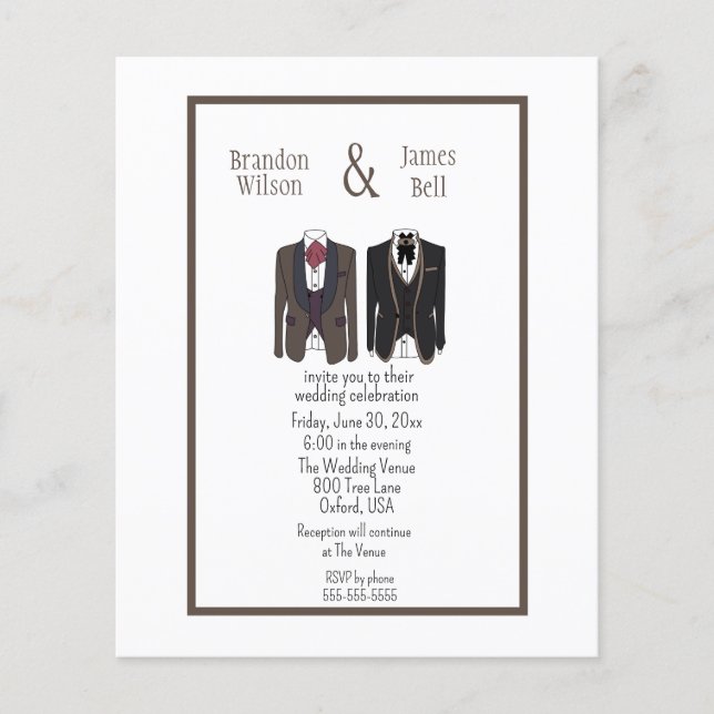  Gay Couple Wedding Invitation Flyer (Front)