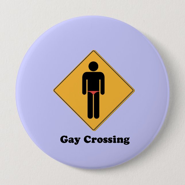 GAY CROSSING 10 CM ROUND BADGE (Front)
