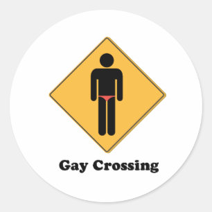 Gay Crossing Classic Round Sticker