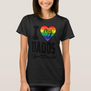 Gay Dadds I Love My Dadds With Rainbow Heart T-Shirt