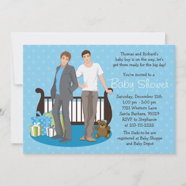 Gay Dads Baby Shower Invitation for Boy (Front)