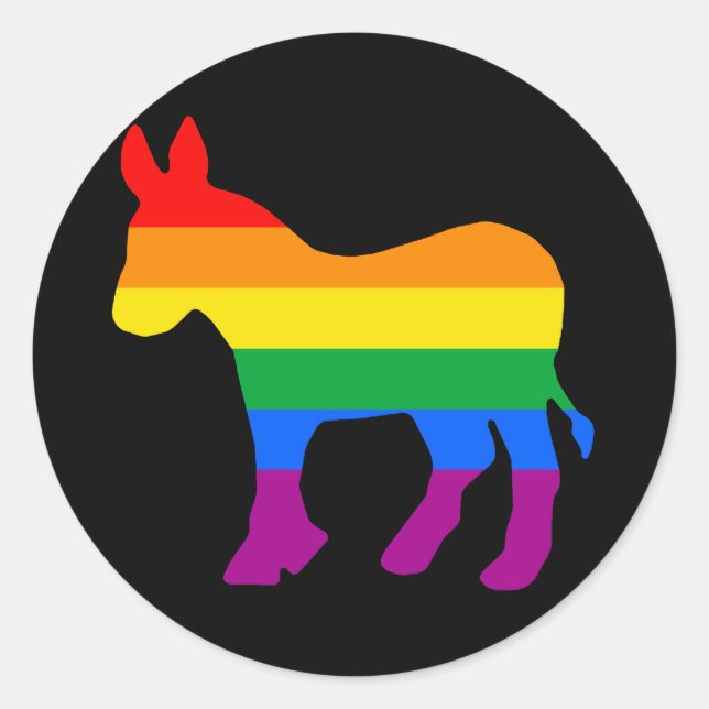 GAY DEMOCRAT CLASSIC ROUND STICKER (Front)