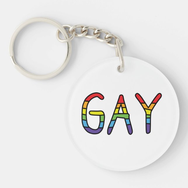 Gay Doodle Design Key Ring (Front)