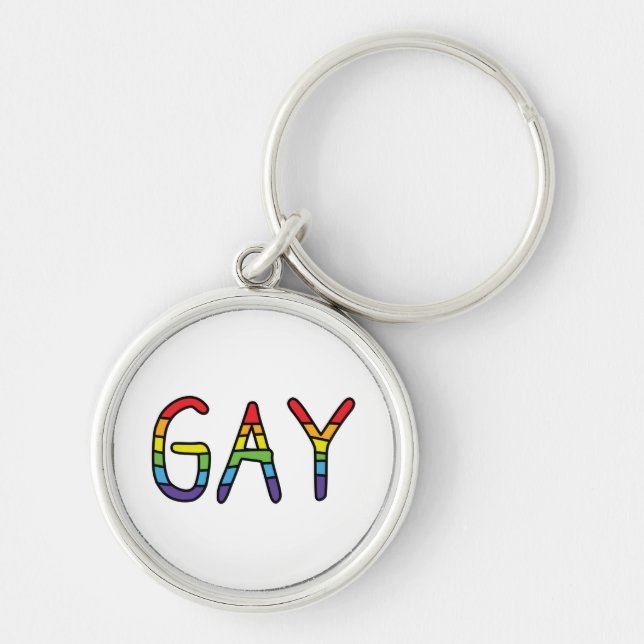 Gay Doodle Design Key Ring (Front)
