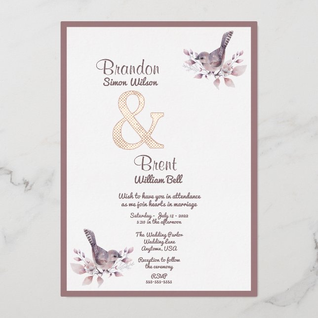 Gay Dusty Burgundy and Rose Gold Ampersand (Front)