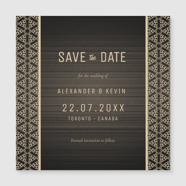 Gay elegant save the date magnetic card (Front)
