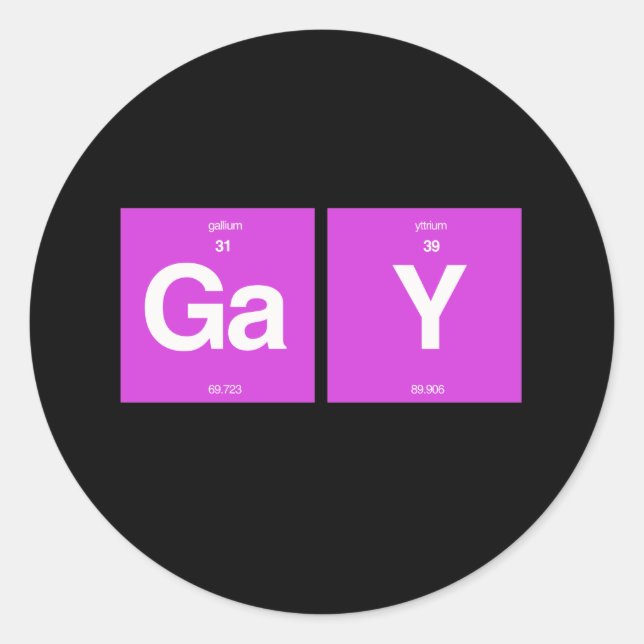 GAY ELEMENTS CLASSIC ROUND STICKER (Front)