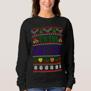 Gay Elf Rainbow Flag Gay Pride Gay Christmas Ugly Sweatshirt