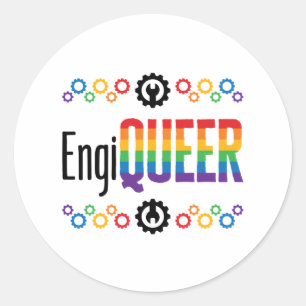Gay Engineer Engineering Engiqueer Pride Month Classic Round Sticker