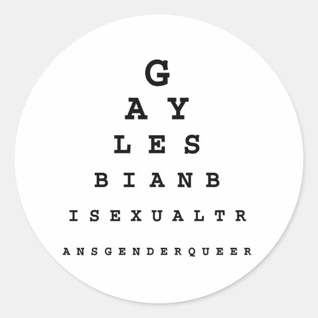 Gay Eye Chart Classic Round Sticker (Front)