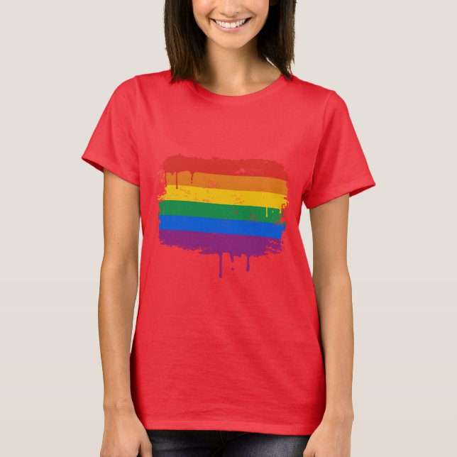 GAY FLAG DRIPPING T-Shirt (Front)