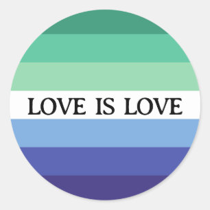 Gay Flag Love is Love Classic Round Sticker