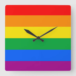 GAY FLAG ORIGINAL -.png Square Wall Clock