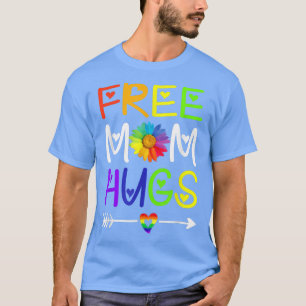 Gay Free Mum Hugs Daisy Rainbow Heart LGBT Pride M T-Shirt