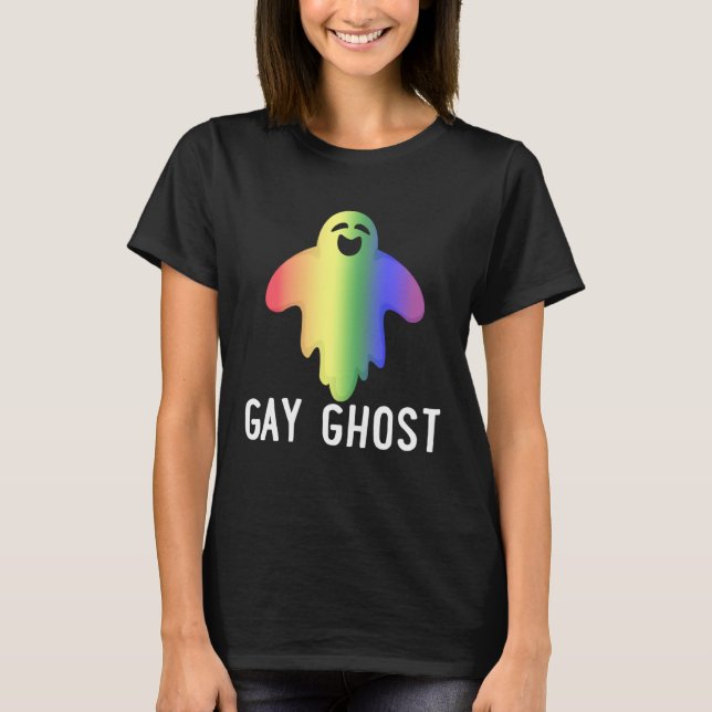Gay Ghost Gaysper Rainbow Flag LGBT Pride Hallowee T-Shirt (Front)