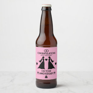 Gay Girls Wedding Anniversary Beer Bottle Label