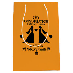 Gay Girls Wedding Anniversary Medium Gift Bag