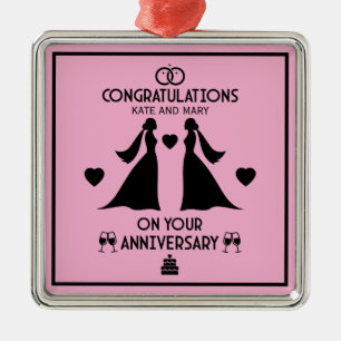 Gay Girls Wedding Anniversary Metal Tree Decoration