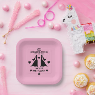  Gay Girls Wedding Anniversary Paper Plate
