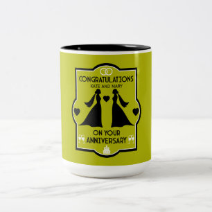 Gay Girls Wedding Anniversary Two-Tone Coffee Mug