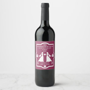  Gay Girls Wedding Anniversary Wine Label