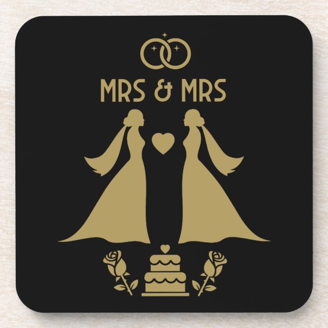 Gay Girls Wedding Day Coaster (Front)