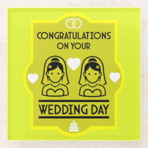 Gay Girls Wedding Day Glass Coaster