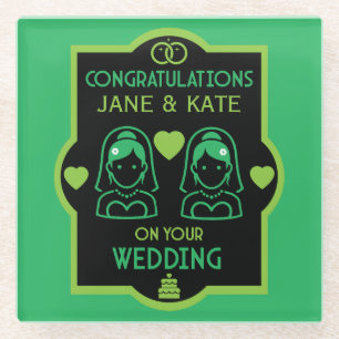 Gay Girls Wedding Day Glass Coaster