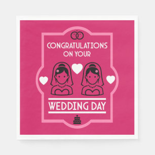 Gay Girls Wedding Day Napkin