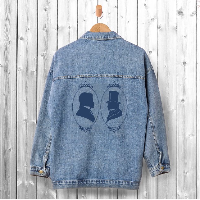 Gay Grooms Regency Blue Roses Denim Jacket (Creator Uploaded)
