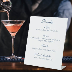 Gay Grooms Regency Blue Roses Drinks Menu Pedestal Sign