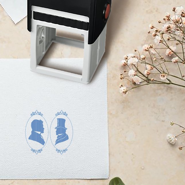 Gay Grooms Regency Blue Roses Self-inking Stamp (Creator Uploaded)