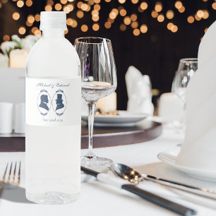 Gay Grooms Regency Blue Roses Water Bottle Label