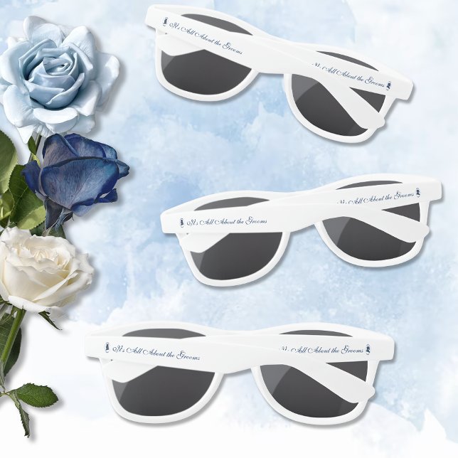 Gay Grooms Wedding Blue Roses Sunglasses (Creator Uploaded)