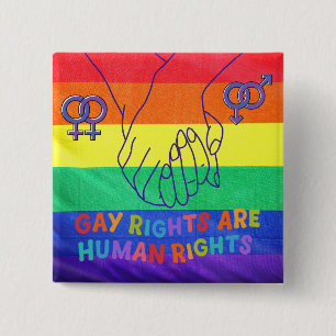 Gay have rights 15 cm square badge