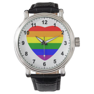 GAY Heart Shaped Rainbow Flag Watch